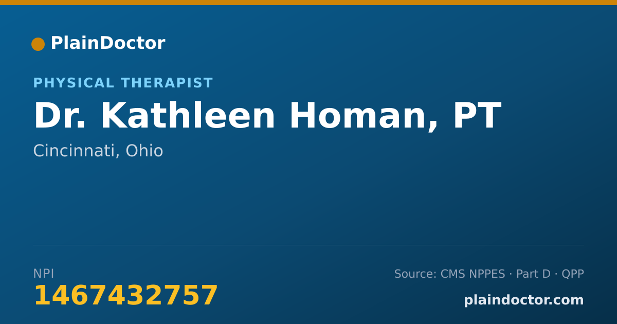 Shareable card for Kathleen Homan, PT - Physical Therapist, Cincinnati, OH