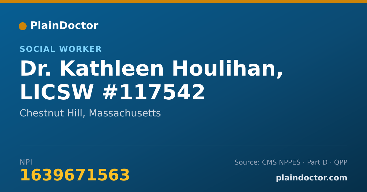 Shareable card for Kathleen Houlihan, LICSW #117542 - Social Worker, Chestnut Hill, MA