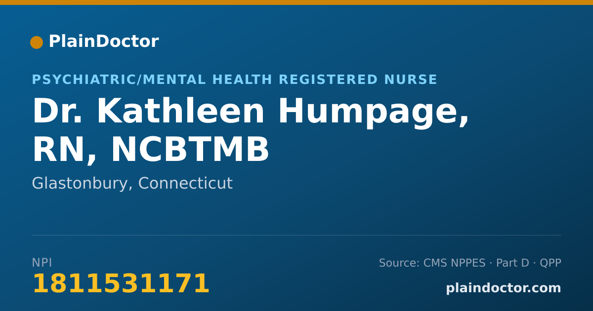Shareable card for Kathleen Humpage, RN, NCBTMB - Psychiatric/Mental Health Registered Nurse, Glastonbury, CT