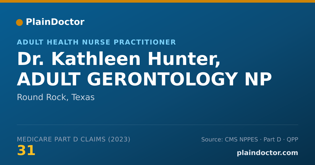 Shareable card for Kathleen Hunter, ADULT GERONTOLOGY NP - Adult Health Nurse Practitioner, Round Rock, TX