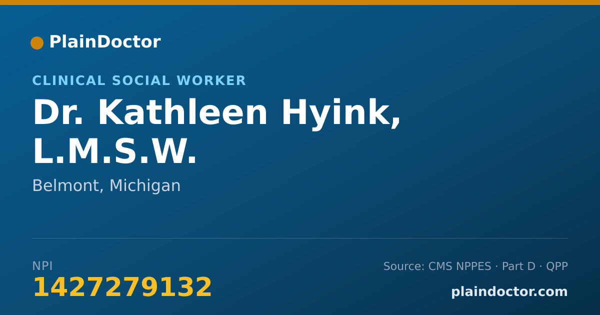 Shareable card for Kathleen Hyink, L.M.S.W. - Clinical Social Worker, Belmont, MI