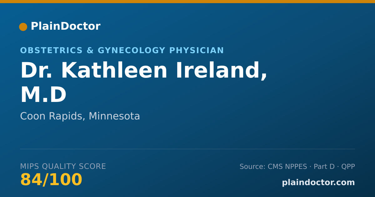 Shareable card for Kathleen Ireland, M.D - Obstetrics & Gynecology Physician, Coon Rapids, MN
