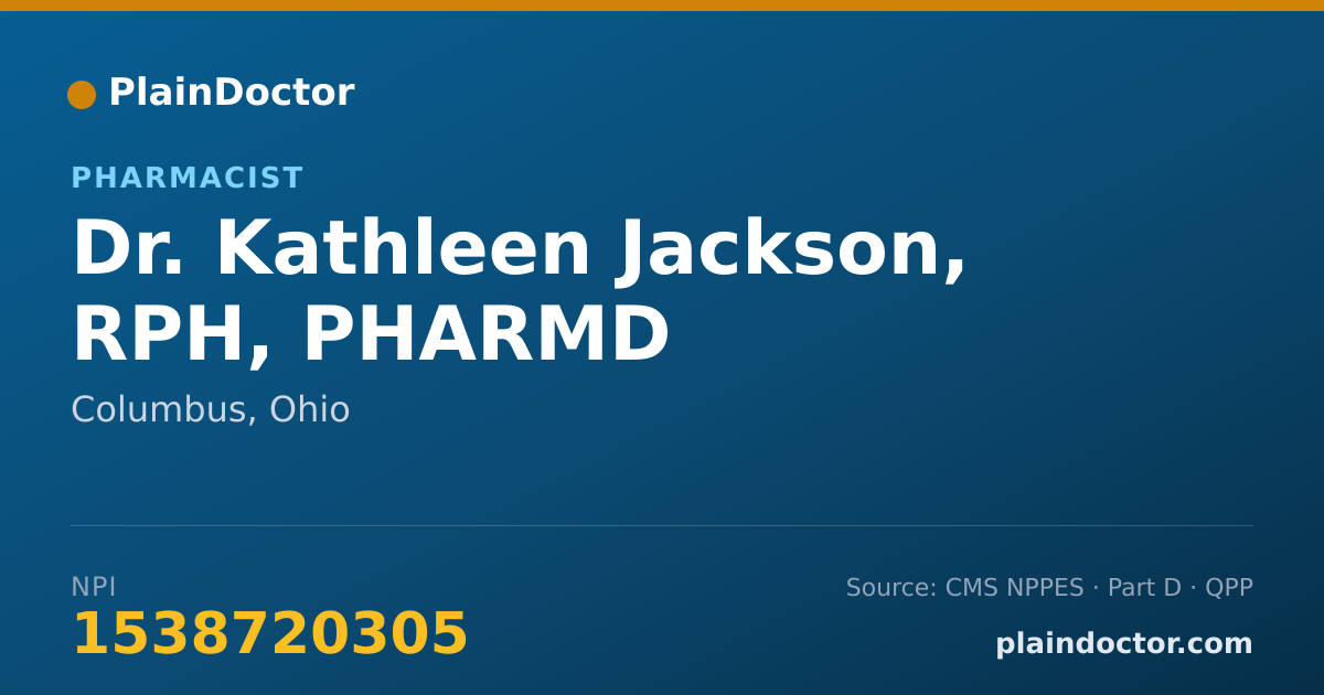Shareable card for Kathleen Jackson, RPH, PHARMD - Pharmacist, Columbus, OH