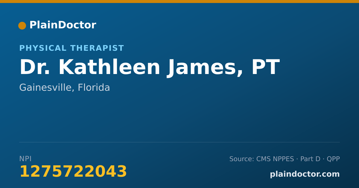 Shareable card for Kathleen James, PT - Physical Therapist, Gainesville, FL