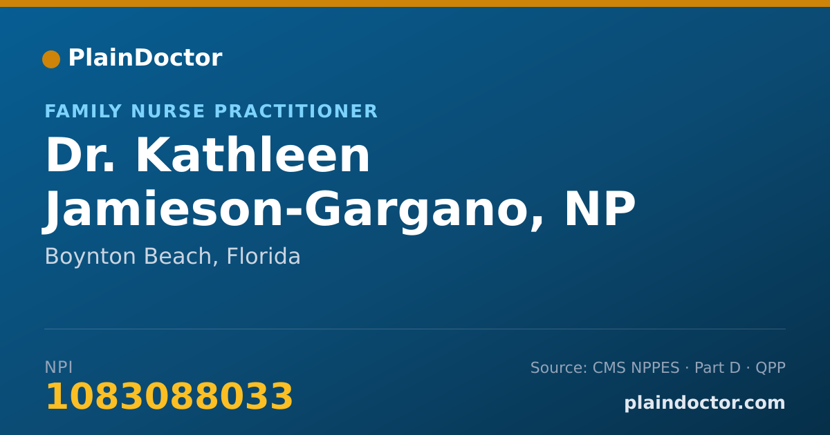 Shareable card for Kathleen Jamieson-Gargano, NP - Family Nurse Practitioner, Boynton Beach, FL