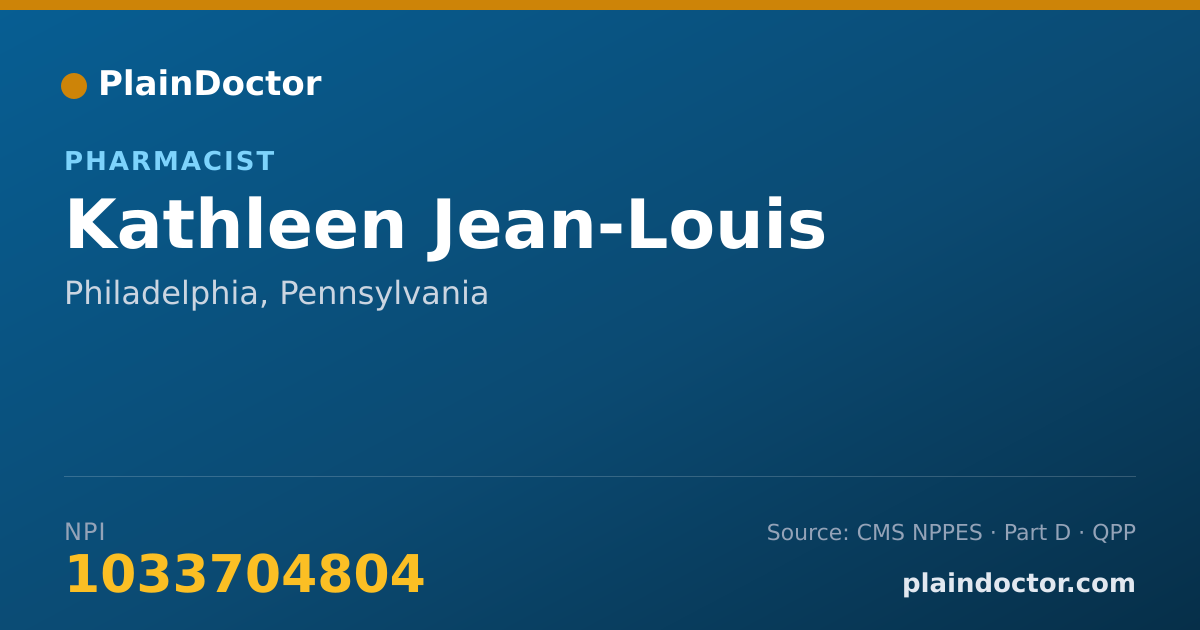 Shareable card for Kathleen Jean-Louis - Pharmacist, Philadelphia, PA