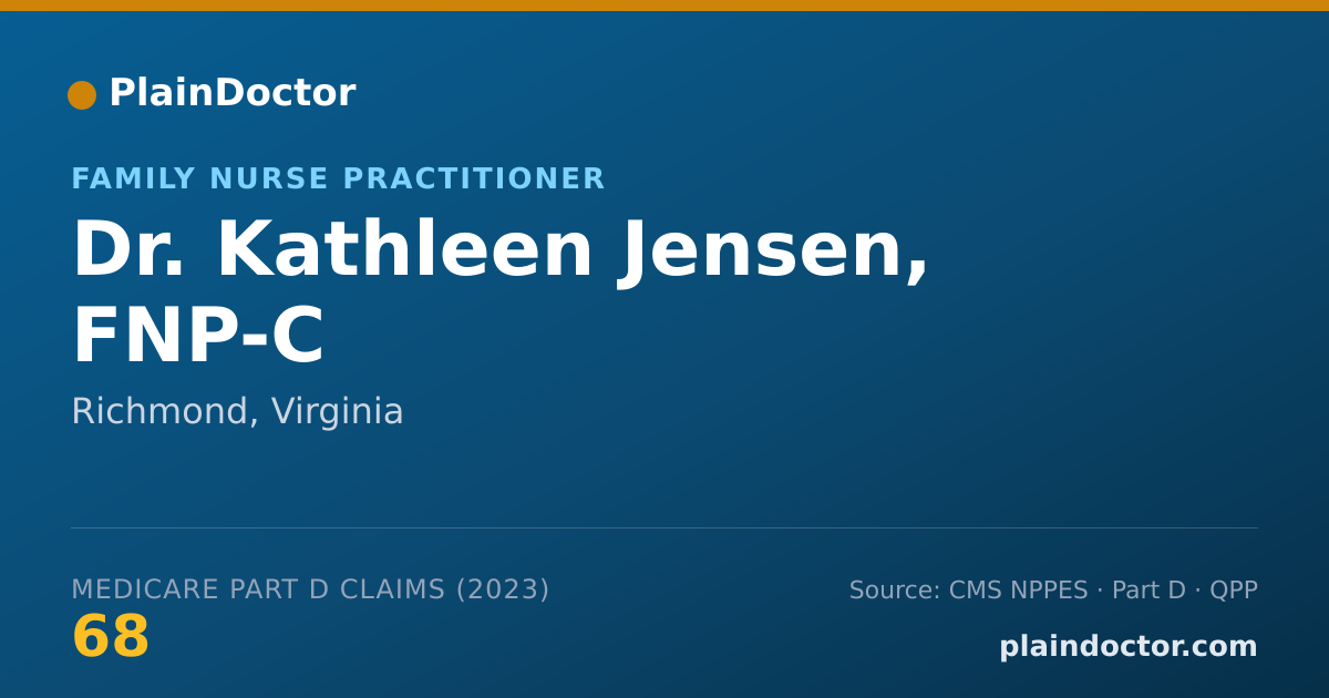Shareable card for Kathleen Jensen, FNP-C - Family Nurse Practitioner, Richmond, VA