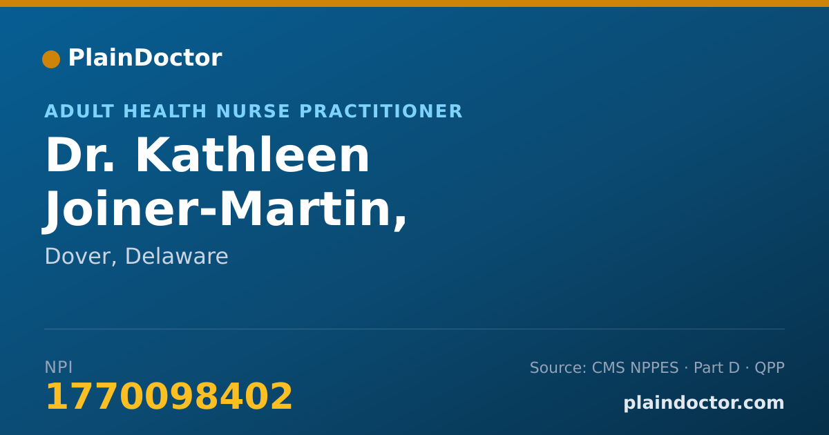 Shareable card for Kathleen Joiner-Martin, AGPCNP-BC - Adult Health Nurse Practitioner, Dover, DE