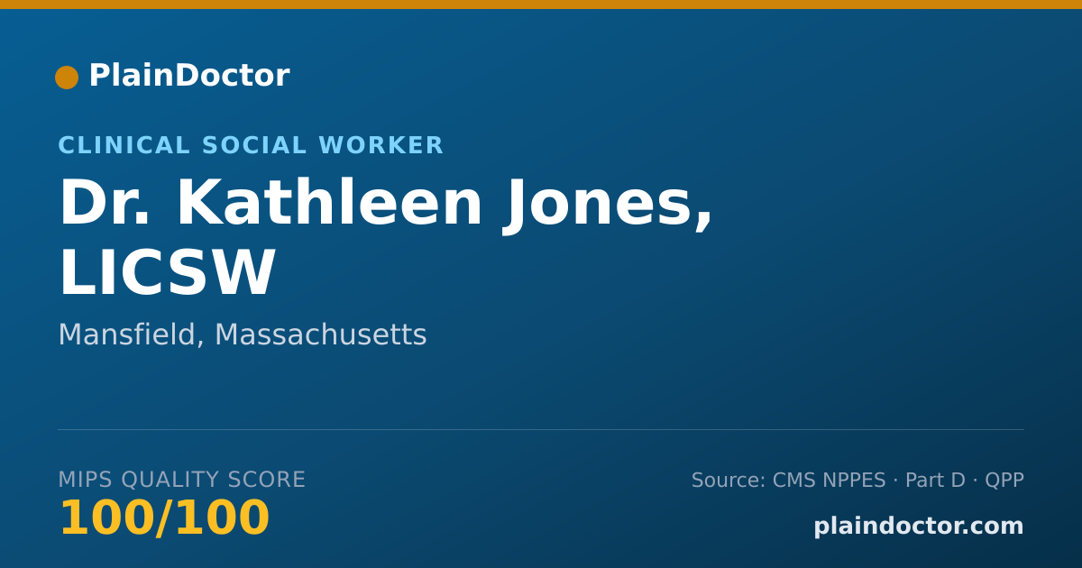 Shareable card for Kathleen Jones, LICSW - Clinical Social Worker, Mansfield, MA