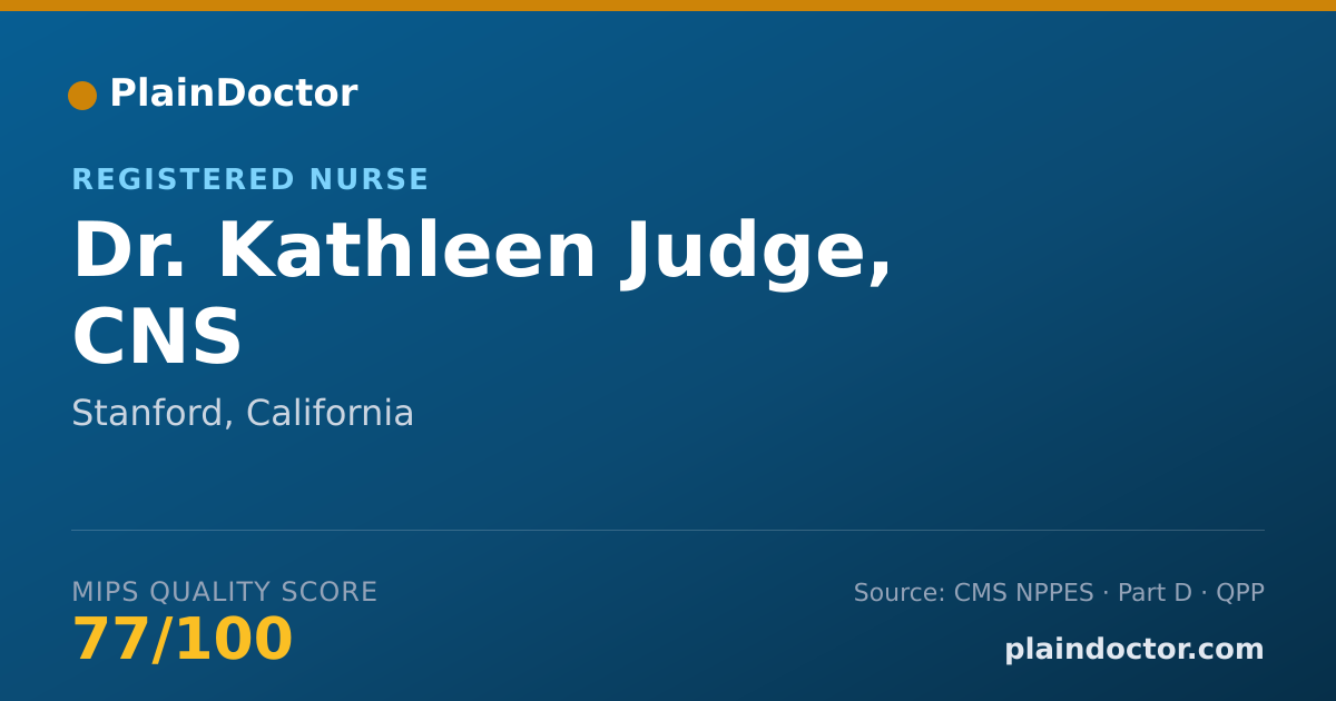Shareable card for Kathleen Judge, CNS - Registered Nurse, Stanford, CA