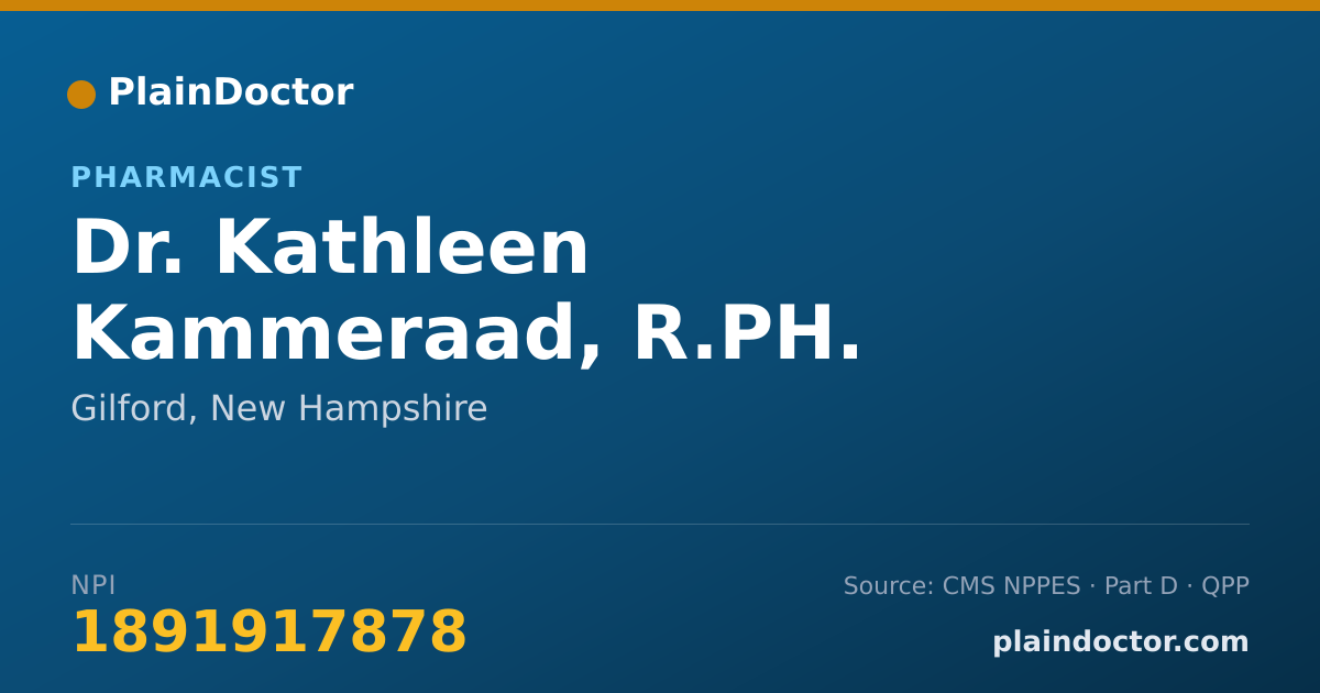 Shareable card for Kathleen Kammeraad, R.PH. - Pharmacist, Gilford, NH