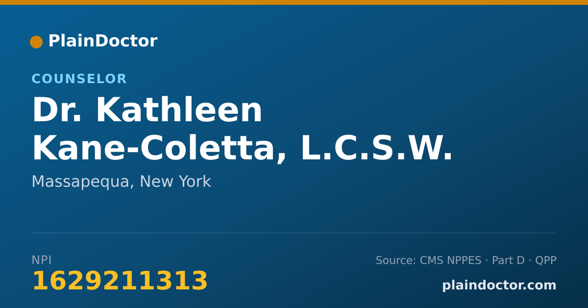 Shareable card for Kathleen Kane-Coletta, L.C.S.W. - Counselor, Massapequa, NY