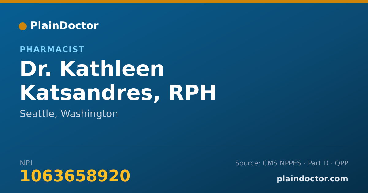 Shareable card for Kathleen Katsandres, RPH - Pharmacist, Seattle, WA