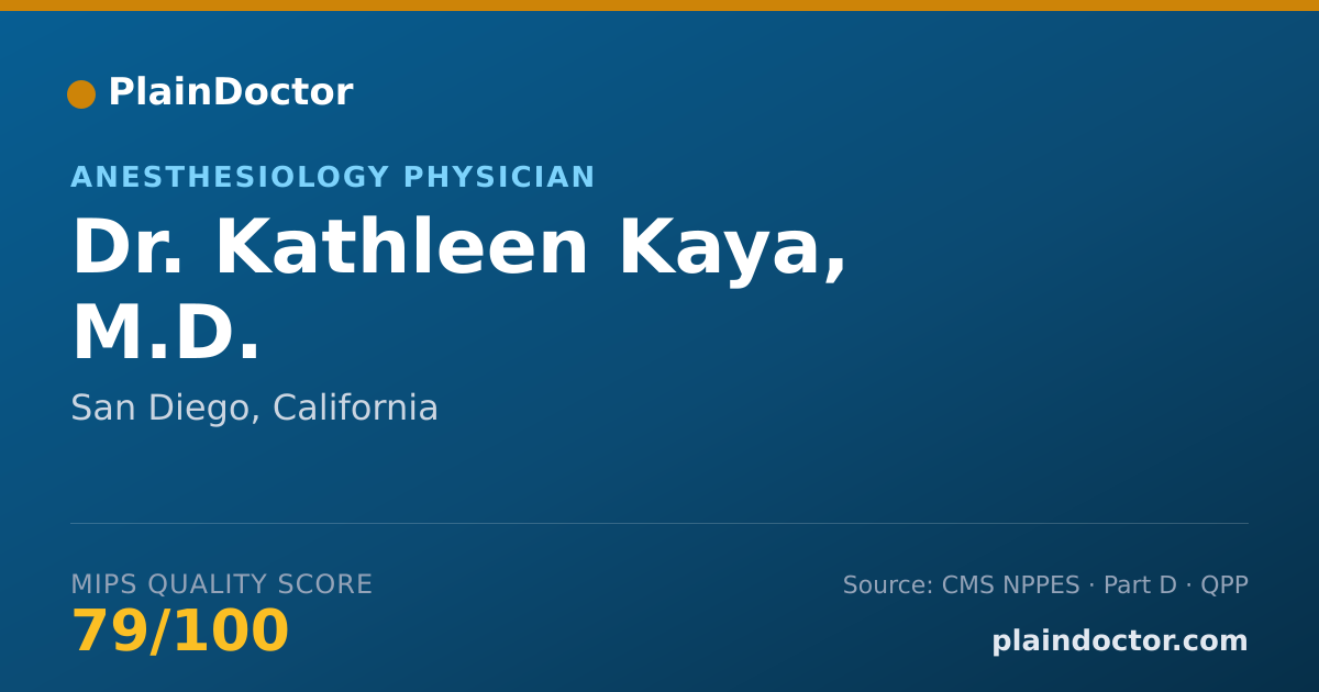 Shareable card for Kathleen Kaya, M.D. - Anesthesiology Physician, San Diego, CA