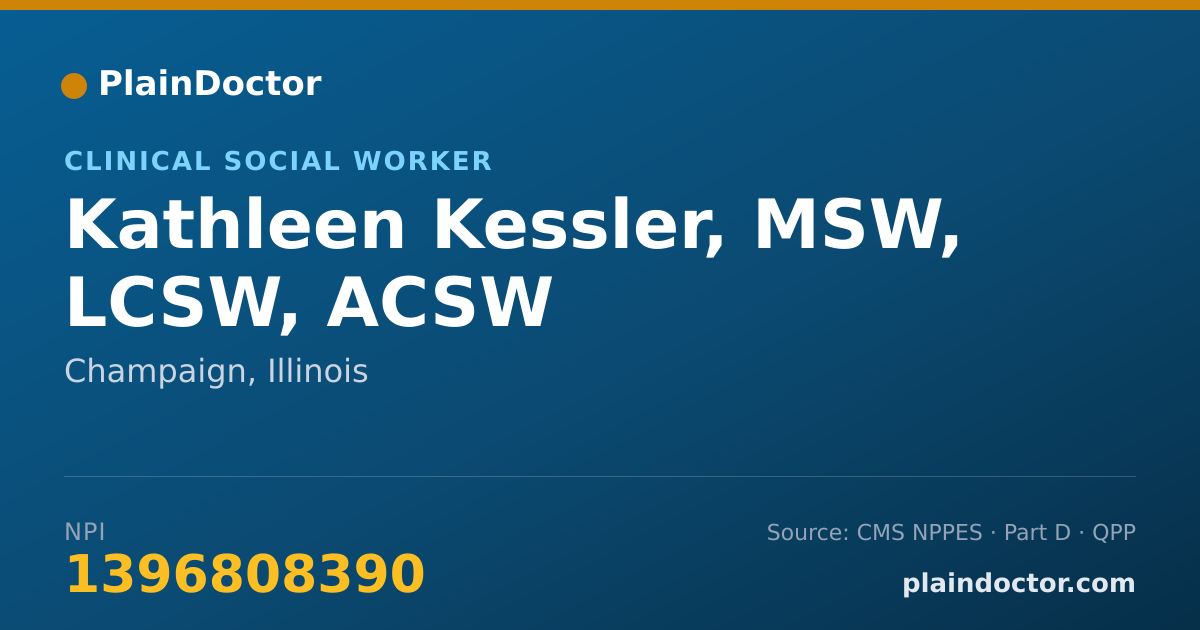 Shareable card for Kathleen Kessler, MSW, LCSW, ACSW - Clinical Social Worker, Champaign, IL
