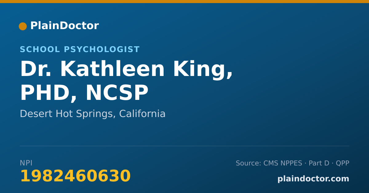Shareable card for Kathleen King, PHD, NCSP - School Psychologist, Desert Hot Springs, CA