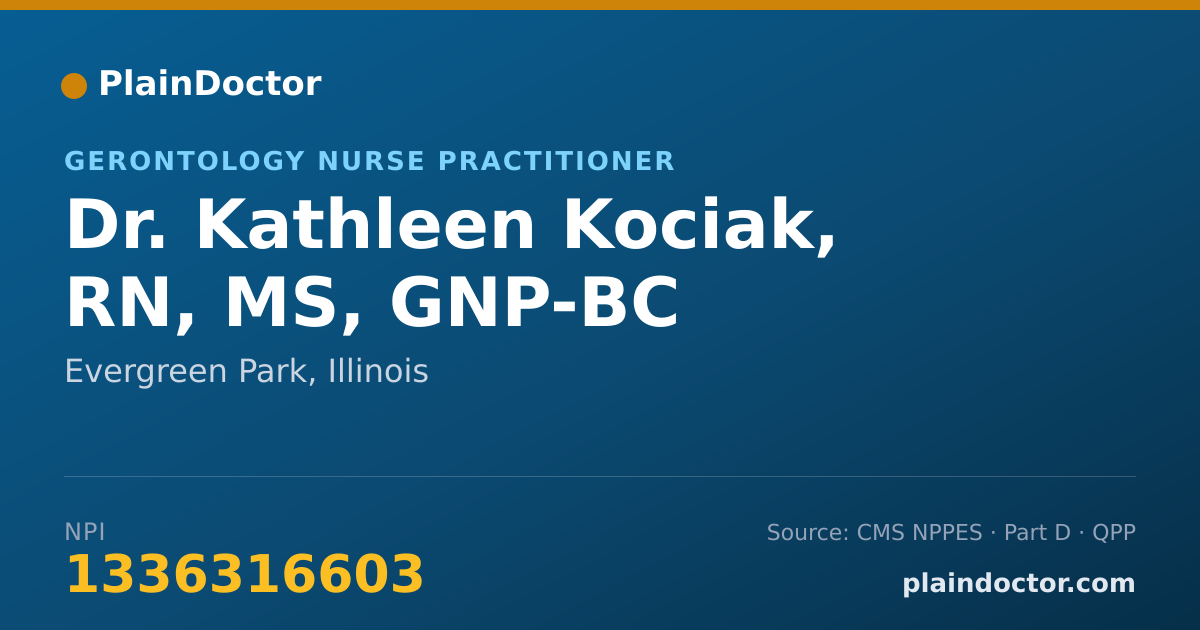 Shareable card for Kathleen Kociak, RN, MS, GNP-BC - Gerontology Nurse Practitioner, Evergreen Park, IL