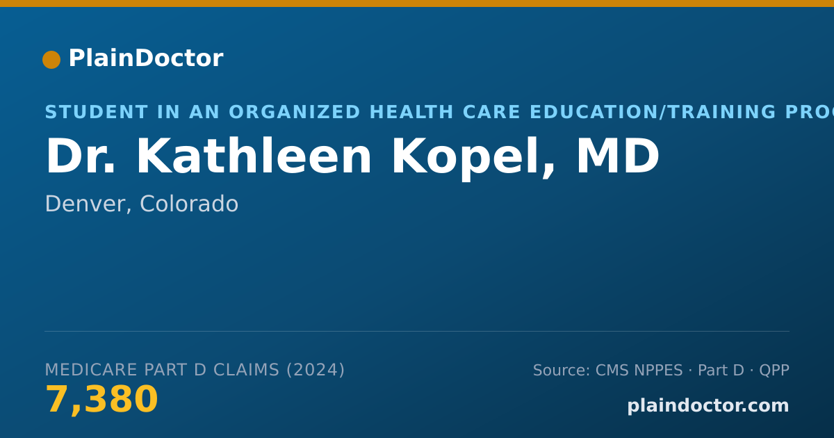 Shareable card for Kathleen Kopel, MD - Student in an Organized Health Care Education/Training Program, Denver, CO