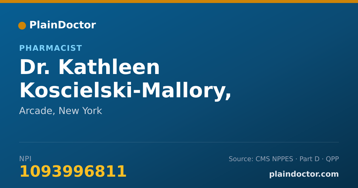 Shareable card for Kathleen Koscielski-Mallory, RPH - Pharmacist, Arcade, NY