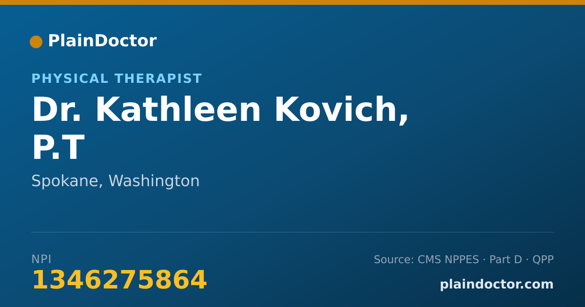 Shareable card for Kathleen Kovich, P.T - Physical Therapist, Spokane, WA