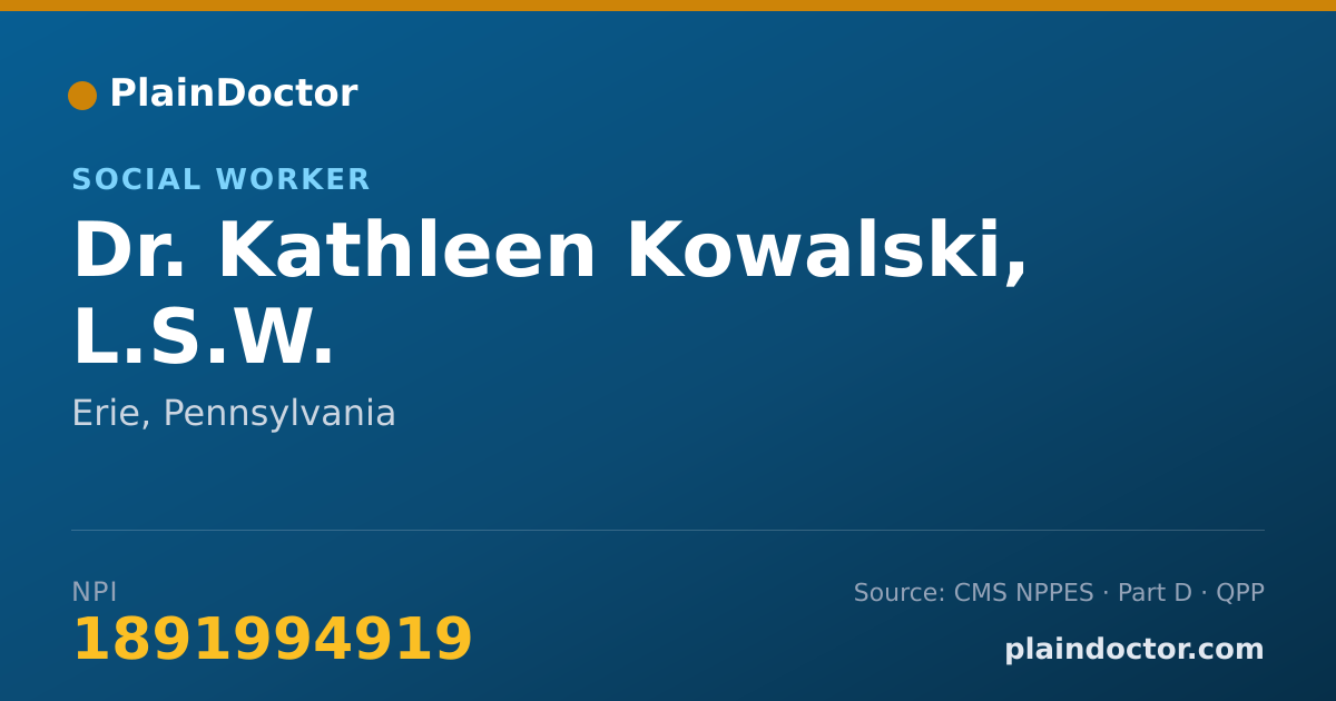 Shareable card for Kathleen Kowalski, L.S.W. - Social Worker, Erie, PA