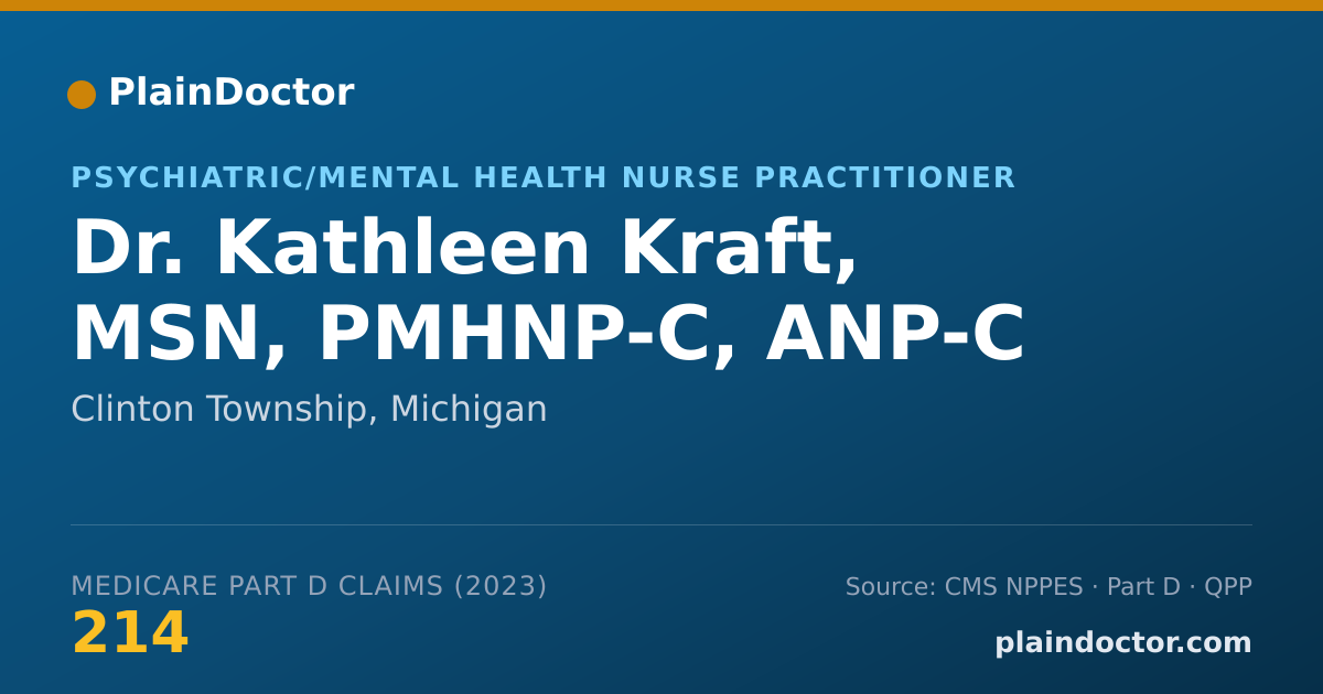 Shareable card for Kathleen Kraft, MSN, PMHNP-C, ANP-C - Psychiatric/Mental Health Nurse Practitioner, Clinton Township, MI