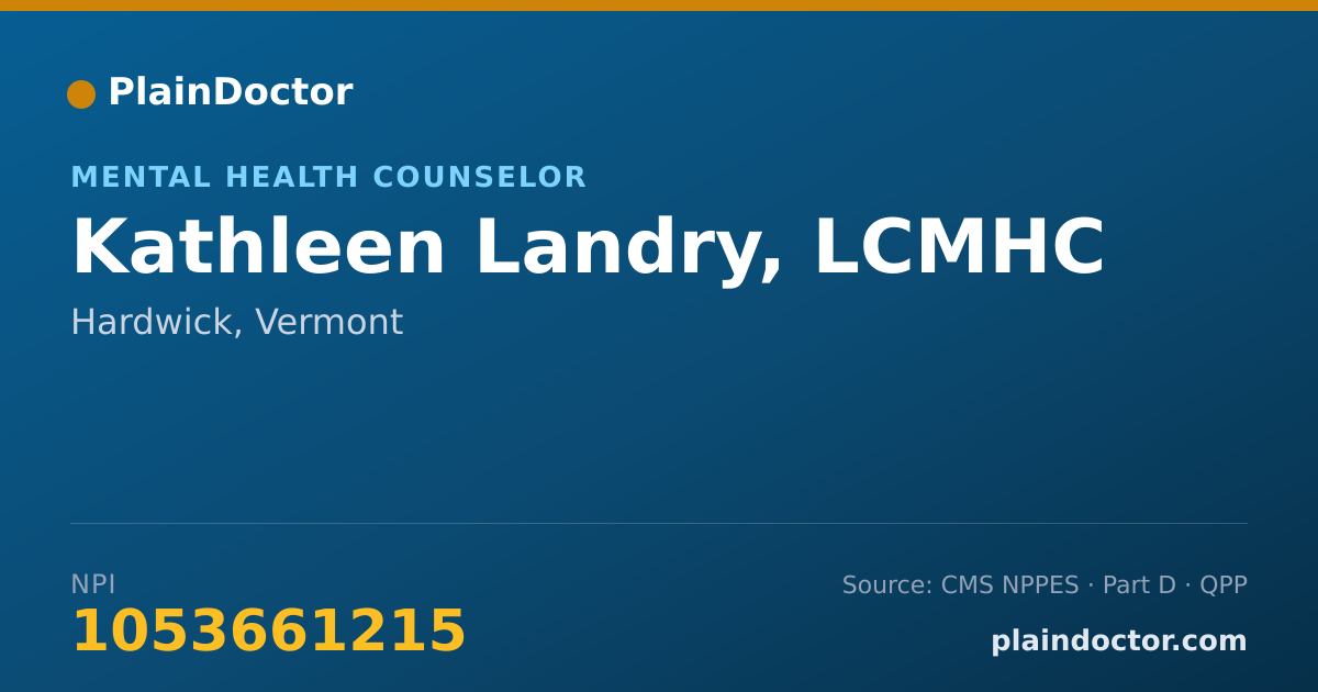 Shareable card for Kathleen Landry, LCMHC - Mental Health Counselor, Hardwick, VT