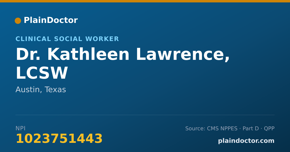 Shareable card for Kathleen Lawrence, LCSW - Clinical Social Worker, Austin, TX