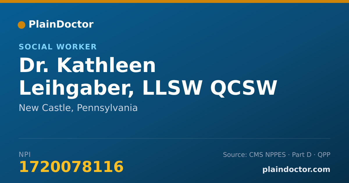 Shareable card for Kathleen Leihgaber, LLSW  QCSW - Social Worker, New Castle, PA