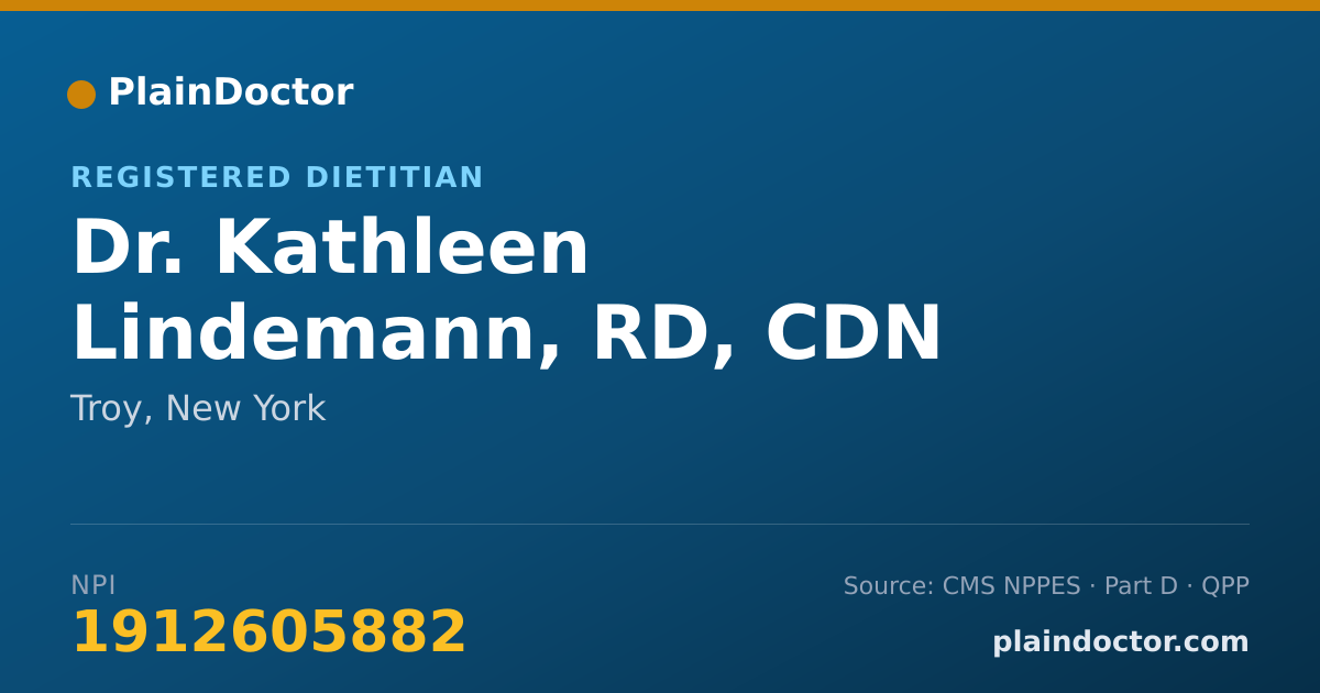 Shareable card for Kathleen Lindemann, RD, CDN - Registered Dietitian, Troy, NY