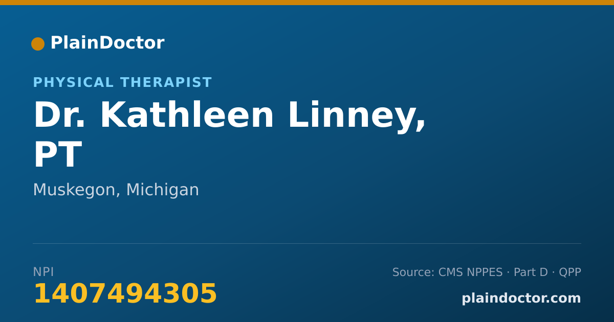 Shareable card for Kathleen Linney, PT - Physical Therapist, Muskegon, MI