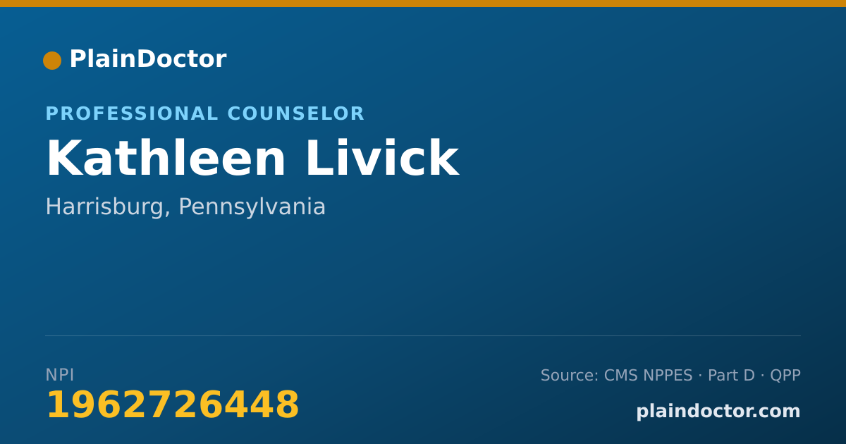 Shareable card for Kathleen Livick - Professional Counselor, Harrisburg, PA