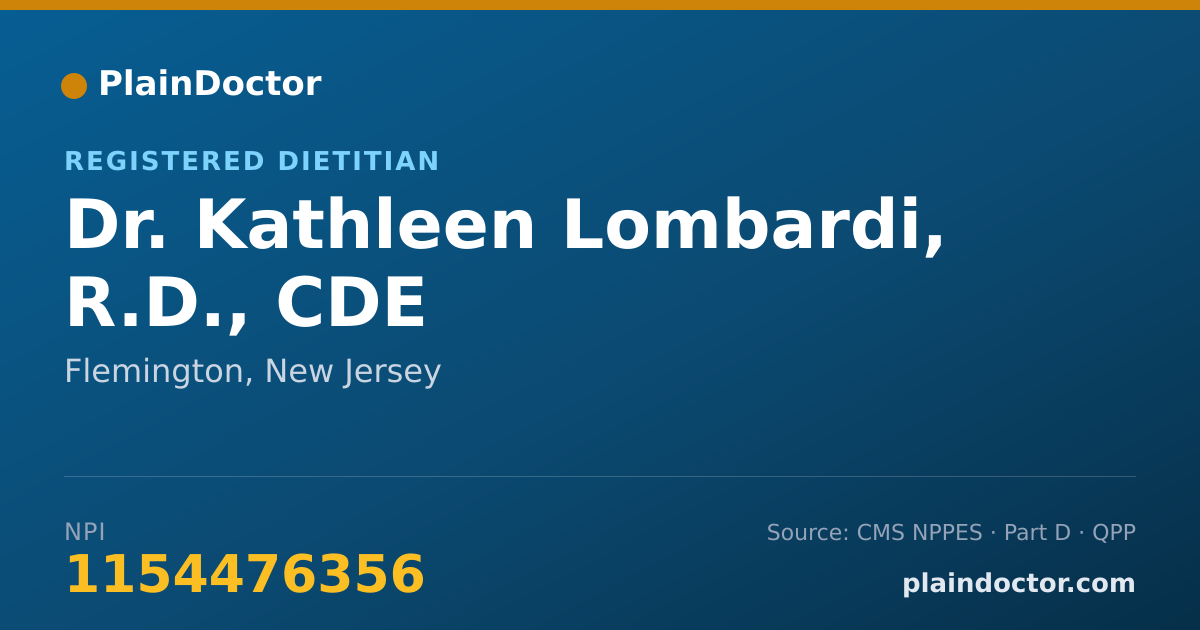 Shareable card for Kathleen Lombardi, R.D., CDE - Registered Dietitian, Flemington, NJ