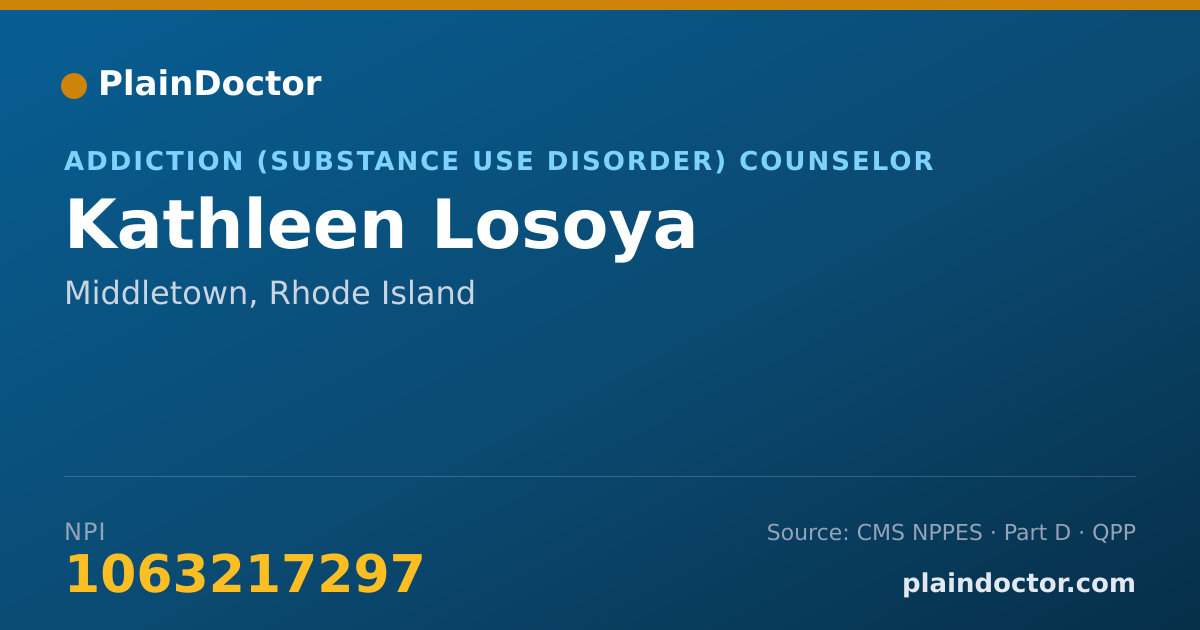 Shareable card for Kathleen Losoya - Addiction (Substance Use Disorder) Counselor, Middletown, RI