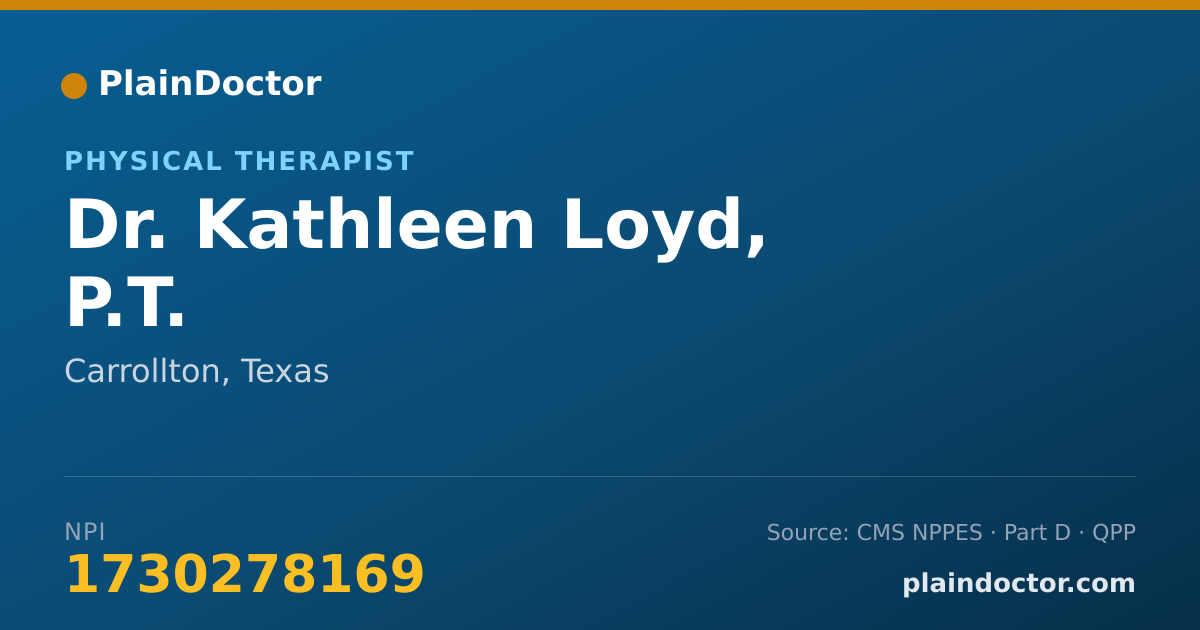 Shareable card for Kathleen Loyd, P.T. - Physical Therapist, Carrollton, TX