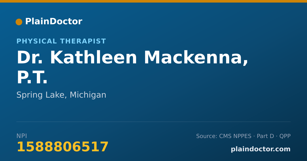Shareable card for Kathleen Mackenna, P.T. - Physical Therapist, Spring Lake, MI