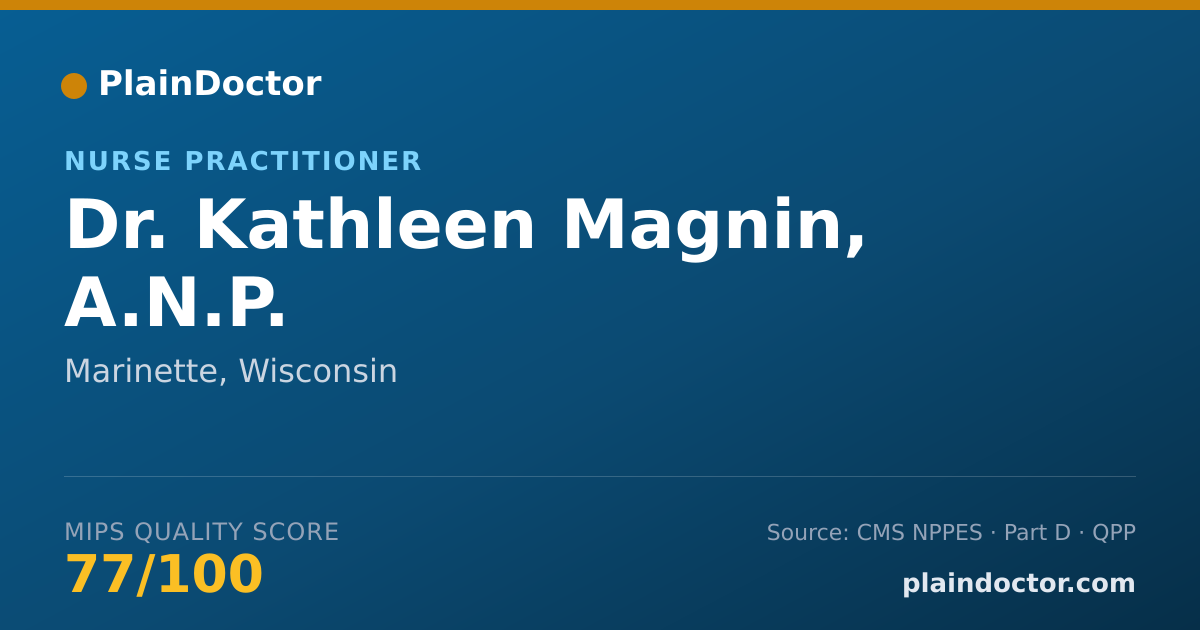 Shareable card for Kathleen Magnin, A.N.P. - Nurse Practitioner, Marinette, WI
