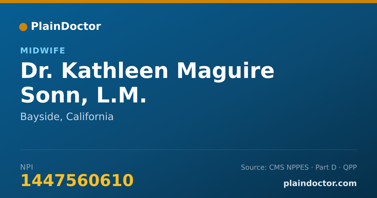 Shareable card for Kathleen Maguire Sonn, L.M. - Midwife, Bayside, CA