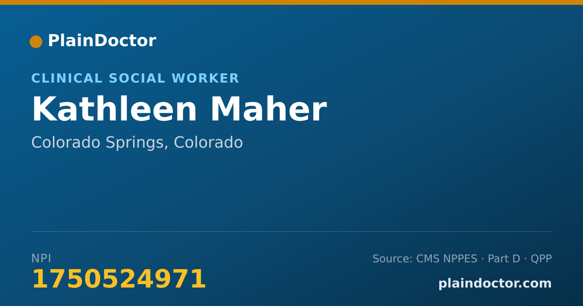 Shareable card for Kathleen Maher - Clinical Social Worker, Colorado Springs, CO