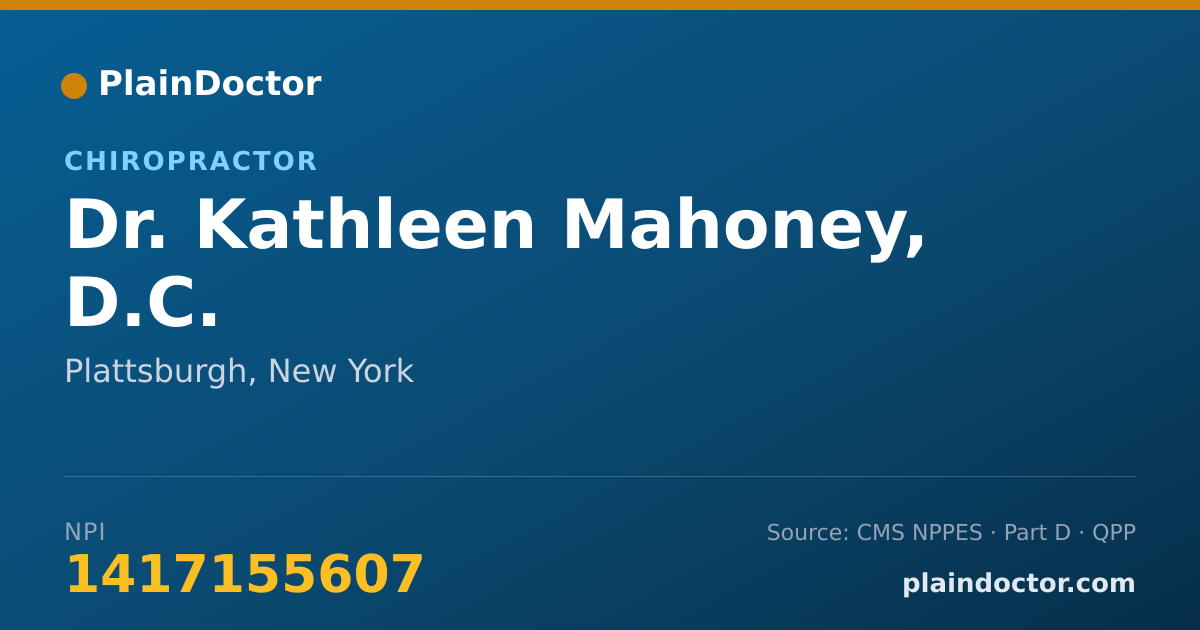 Shareable card for Kathleen Mahoney, D.C. - Chiropractor, Plattsburgh, NY