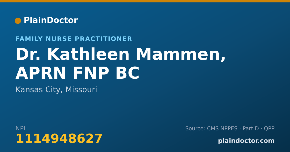 Shareable card for Kathleen Mammen, APRN FNP BC - Family Nurse Practitioner, Kansas City, MO
