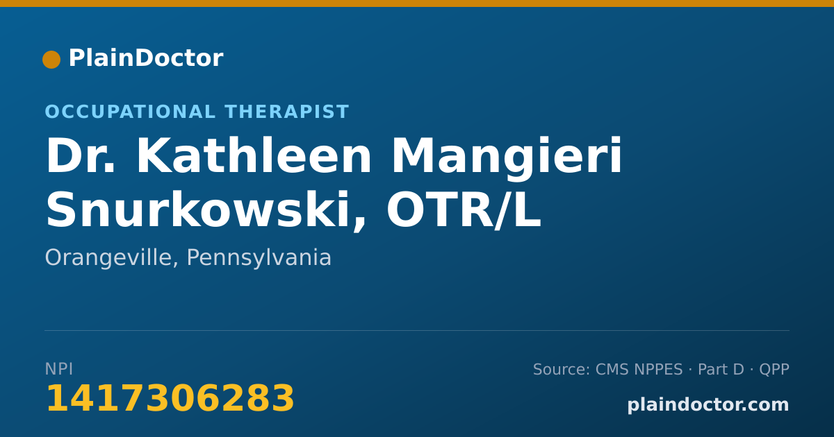 Shareable card for Kathleen Mangieri Snurkowski, OTR/L - Occupational Therapist, Orangeville, PA