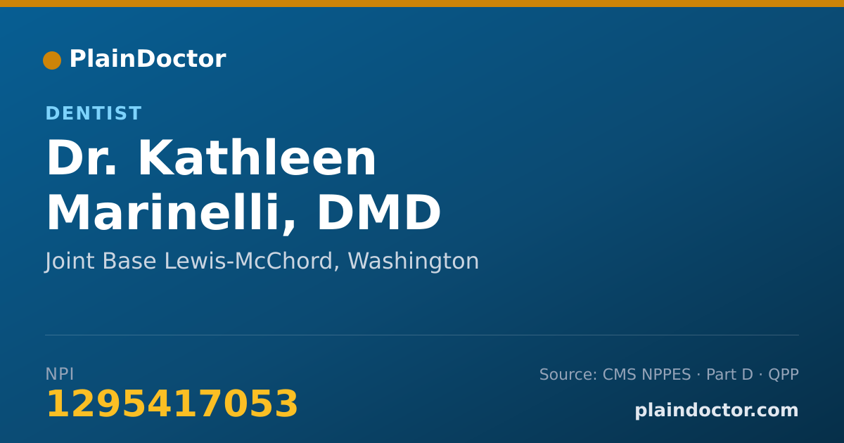 Shareable card for Kathleen Marinelli, DMD - Dentist, Joint Base Lewis-McChord, WA