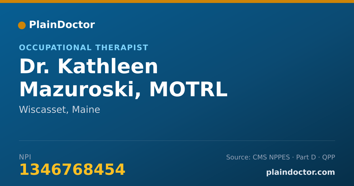 Shareable card for Kathleen Mazuroski, MOTRL - Occupational Therapist, Wiscasset, ME