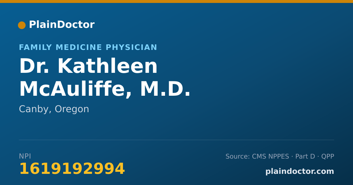 Shareable card for Kathleen McAuliffe, M.D. - Family Medicine Physician, Canby, OR