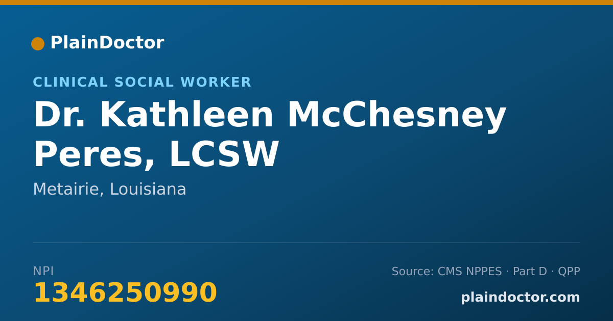 Shareable card for Kathleen McChesney Peres, LCSW - Clinical Social Worker, Metairie, LA