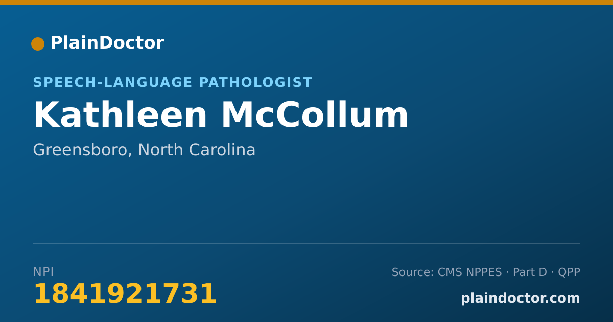 Shareable card for Kathleen McCollum - Speech-Language Pathologist, Greensboro, NC