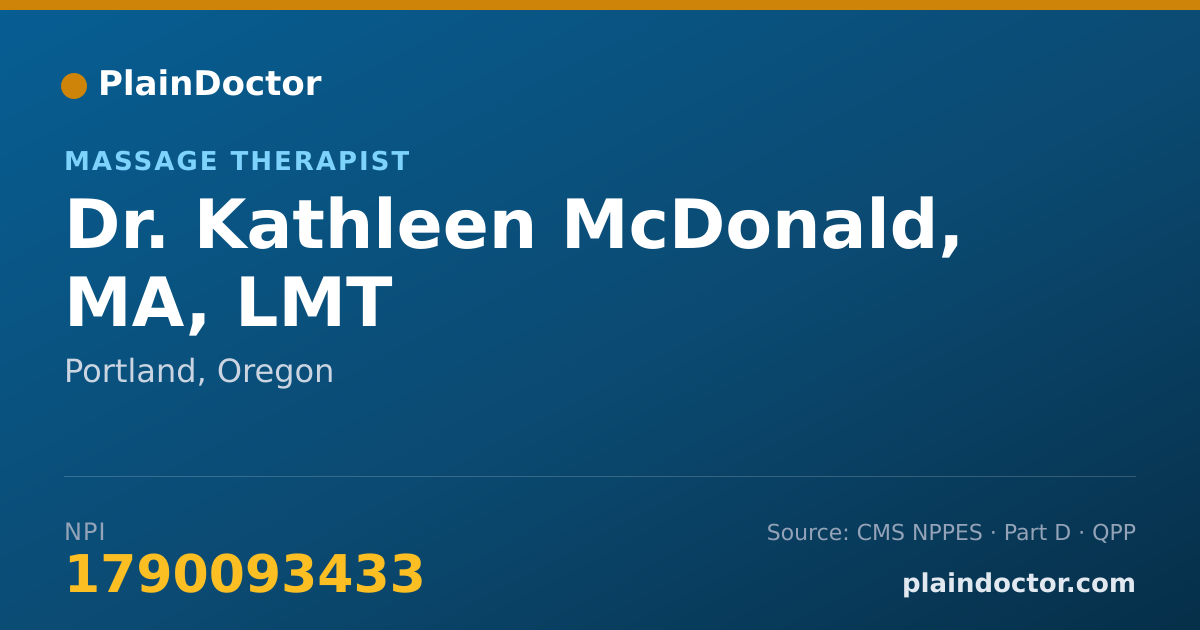 Shareable card for Kathleen McDonald, MA, LMT - Massage Therapist, Portland, OR