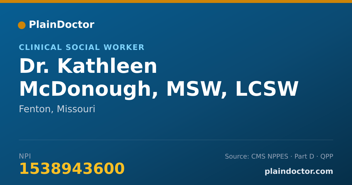 Shareable card for Kathleen McDonough, MSW, LCSW - Clinical Social Worker, Fenton, MO