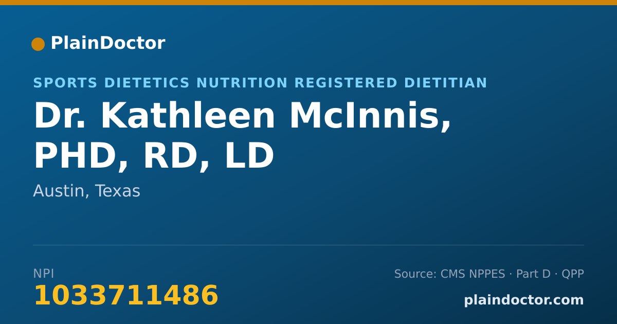 Shareable card for Kathleen McInnis, PHD, RD, LD - Sports Dietetics Nutrition Registered Dietitian, Austin, TX